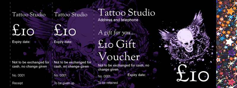 Design Skull Tattoo Hologram Security Gift Vouchers Template