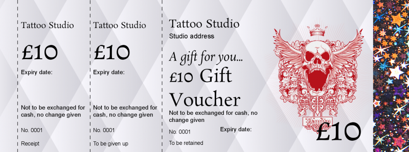 Design Tattoo Artist Hologram Security Gift Vouchers Template