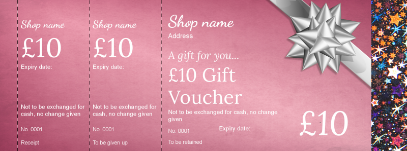 Design Pink and Silver Bow Hologram Security Gift Vouchers Template
