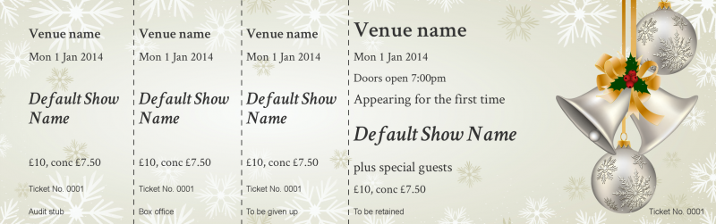 Design White Christmas Bell Event Tickets Template