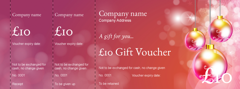 Design Pink Christmas Gift Vouchers Template