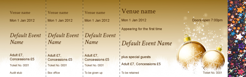 Design Golden Christmas Hologram Security Event Tickets Template