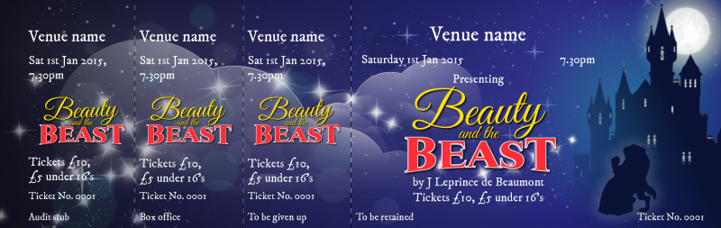 Design Beauty and the Beast Panto Event Tickets Template