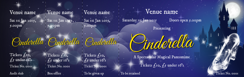 Design Cinderella Pantomime Event Tickets Template