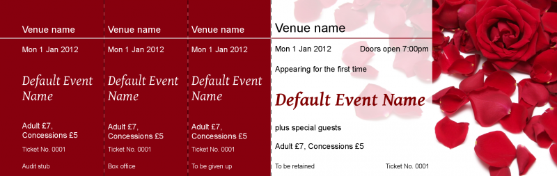 Design Valentines Rose Petals Event Tickets Template