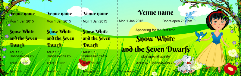 Design Snow White and the Seven Dwarfs Event Tickets Template