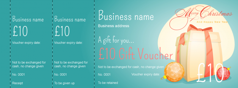 Design Blue Christmas Present Gift Vouchers Template