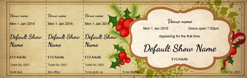 Design Christmas Holly Event Tickets Template