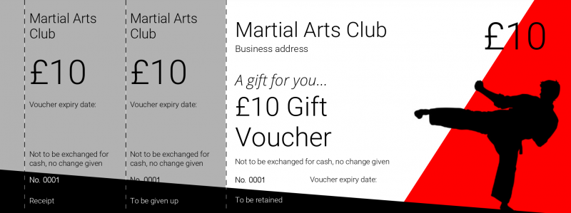 Design Martial Arts Club Gift Vouchers Template