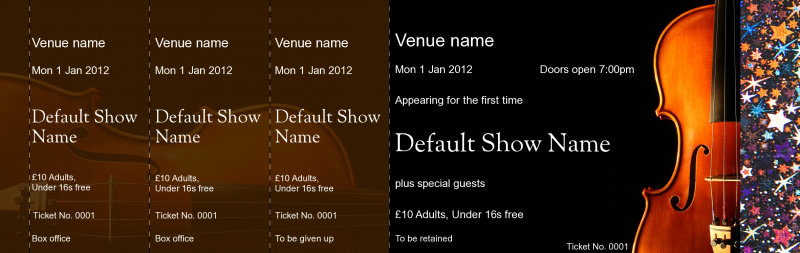 Design Violin Hologram Security Event Tickets Template