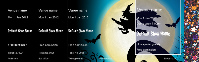 Design Halloween Moon Hologram Security Event Tickets Template