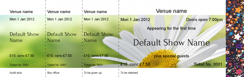 Design Festival Daisy Hologram Security Event Tickets Template