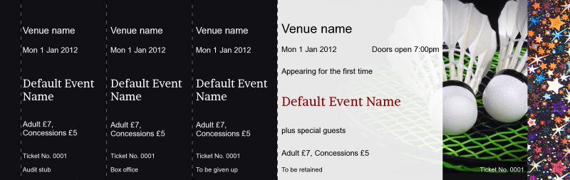 Design Badminton Hologram Security Event Tickets Template