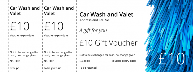 Design Car Wash and Valet Gift Vouchers Template