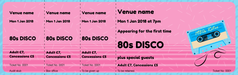 Design 80s Retro Event Tickets Template