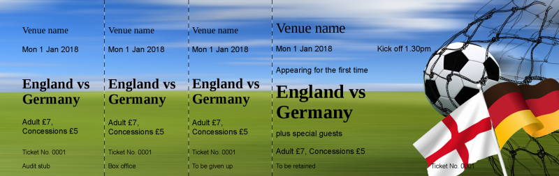 Design England vs Germany Event Tickets Template
