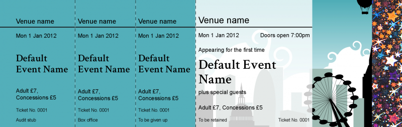 Design London Skyline Hologram Security Event Tickets Template