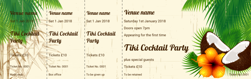 Design Tiki Party Event Tickets Template