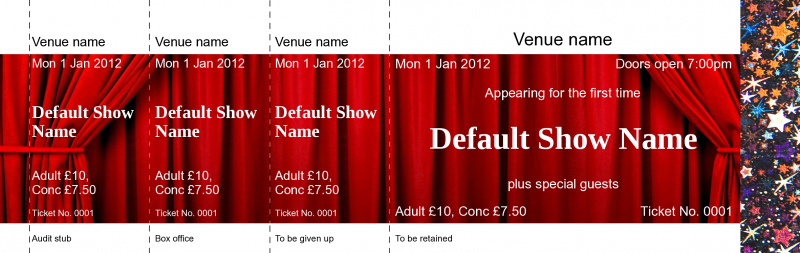 Design Theatre Curtains Hologram Security Event Tickets Template