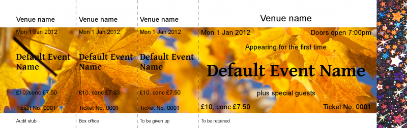 Design Yellow Autumn Leaves Hologram Security Event Tickets Template