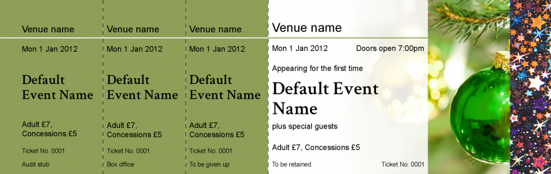 Design Green Bauble Hologram Security Event Tickets Template