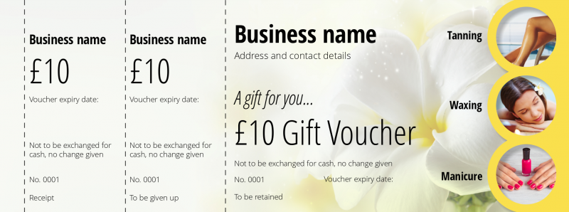 Design Tanning, Waxing and Manicure Gift Vouchers Template
