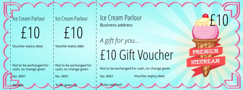 Design Ice Cream Parlour Gift Vouchers Template