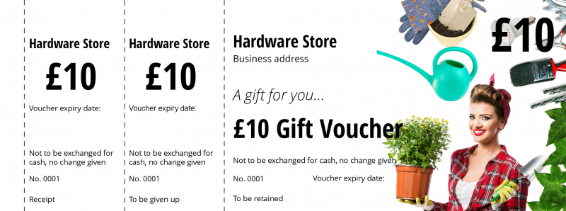 Design Hardware Store Gift Vouchers Template