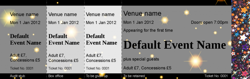 Design Stars Black Hologram Security Event Tickets Template