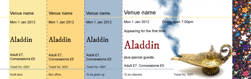 Design Aladdin Hologram Security Event Tickets Template