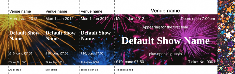 Design Fireworks Hologram Security Event Tickets Template