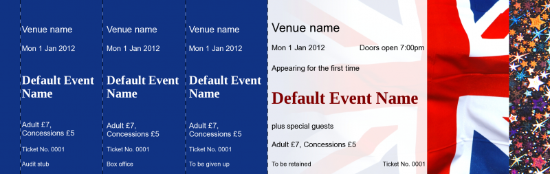 Design Union Jack Flag Hologram Security Event Tickets Template