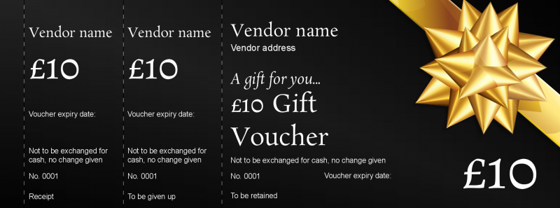 Design Golden Bow 2 Gift Vouchers Template