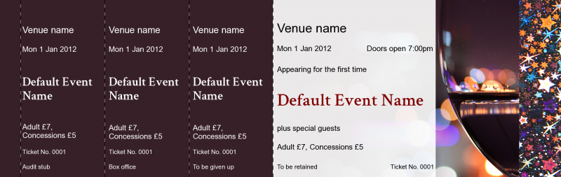 Design Wine Glass Hologram Security Event Tickets Template