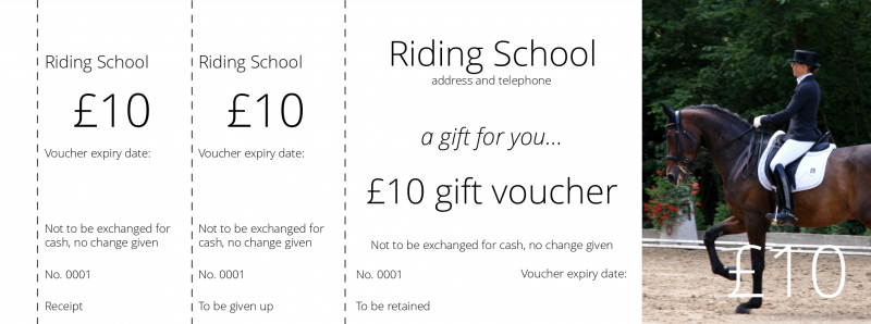 Design Dressage Gift Vouchers Template