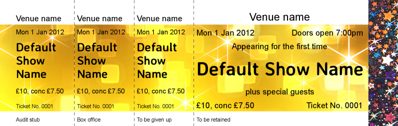 Design Gold Party Hologram Security Event Tickets Template