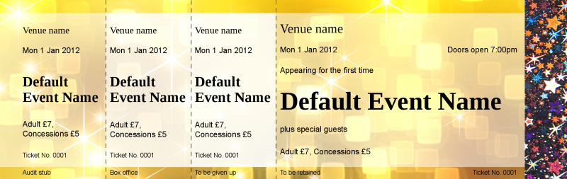 Design Golden Sparkle Hologram Security Event Tickets Template