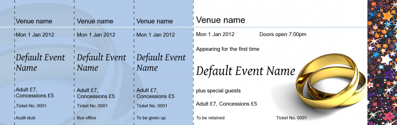 Design Wedding 2 Hologram Security Event Tickets Template