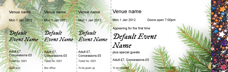 Design Christmas Fir Hologram Security Event Tickets Template