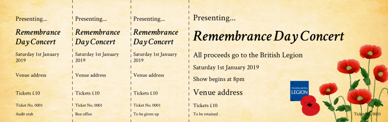 Design British Legion Charity Event Event Tickets Template