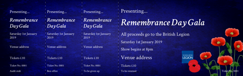 Design Remembrance Day Gala Event Tickets Template