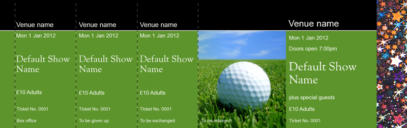 Design Golf Hologram Security Event Tickets Template