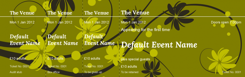 Design Green Floral Event Tickets Template