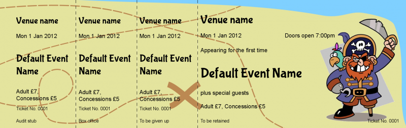 Design Pirate Party Event Tickets Template