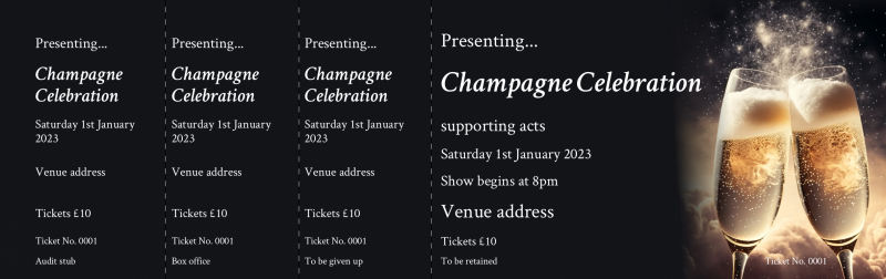 Design Champagne Celebration Event Tickets Template