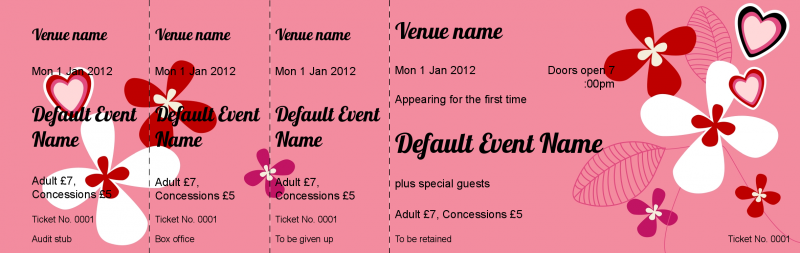 Design Pink Girls Party Event Tickets Template