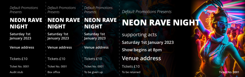 Design Neon Club Event Tickets Template