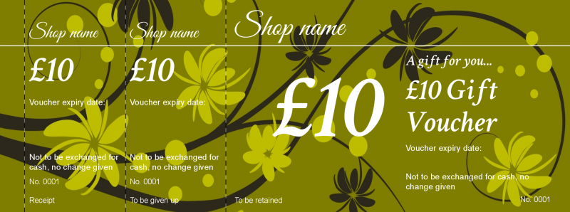 Design Green Florals Gift Vouchers Template