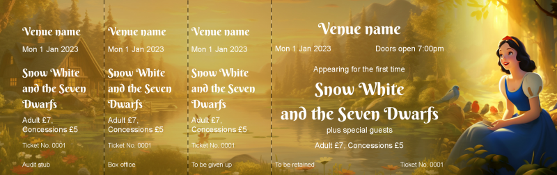 Design Snow White and the Seven Dwarfs Event Tickets Template