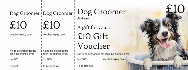 Design Dog Groomer Watercolour Gift Vouchers Template